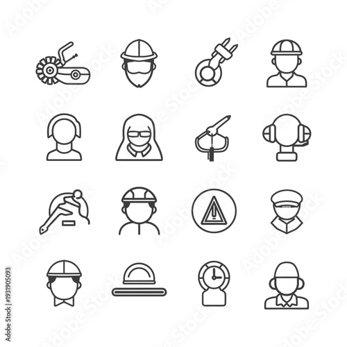 Set of Construction Worker and Safety Icons