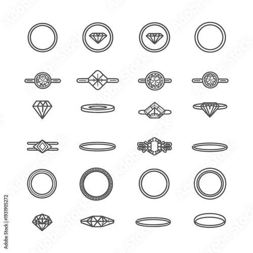 Set of Different Styles of Diamond Engagement Rings