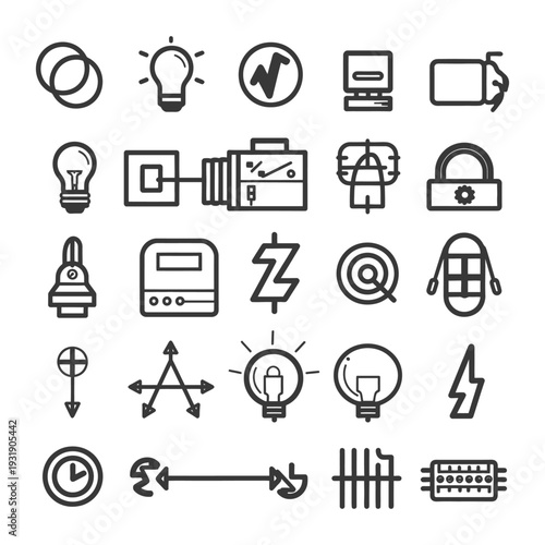 Set of Electrical and Technology Line Icons
