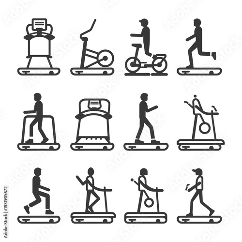 Set of Gym Exercise Silhouette Icons