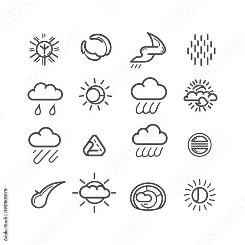 Set of Hand-Drawn Weather Icons