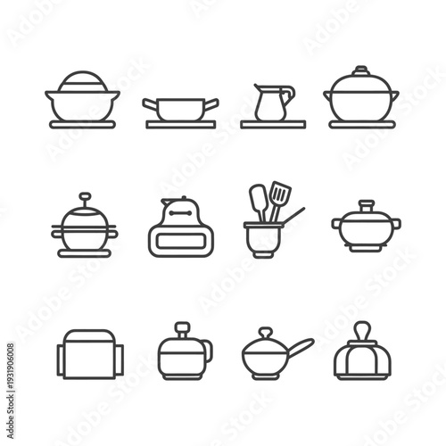 Set of Kitchen Utensil Line Icons