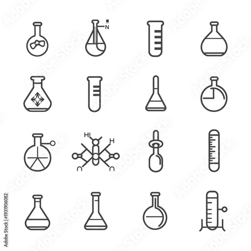 Set of Laboratory Glassware Icons