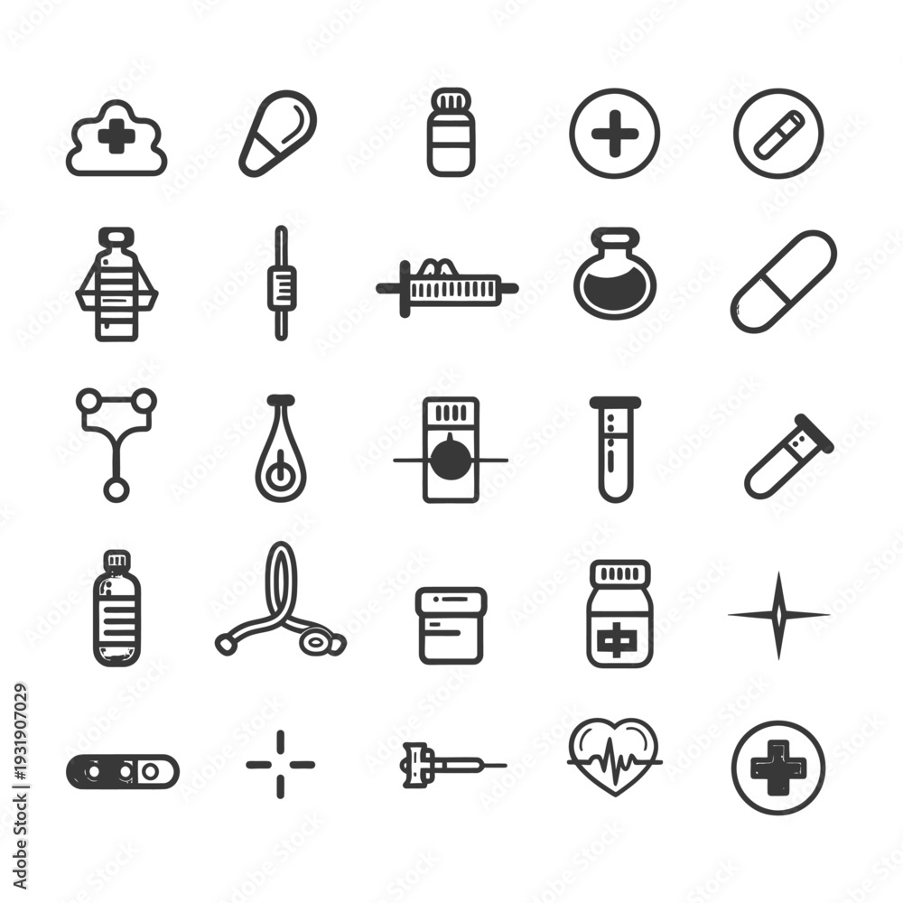 Fototapeta premium Set of Medical and Healthcare Line Icons