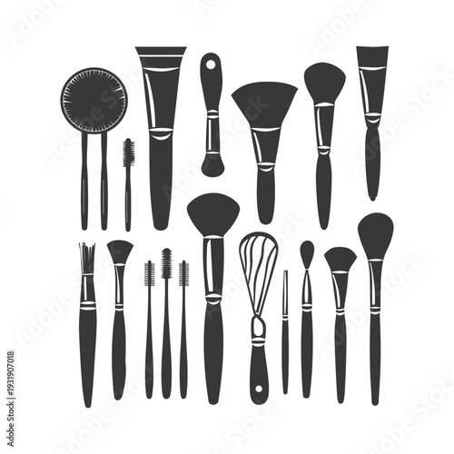 Set of Makeup Brushes and a Makeup Tube