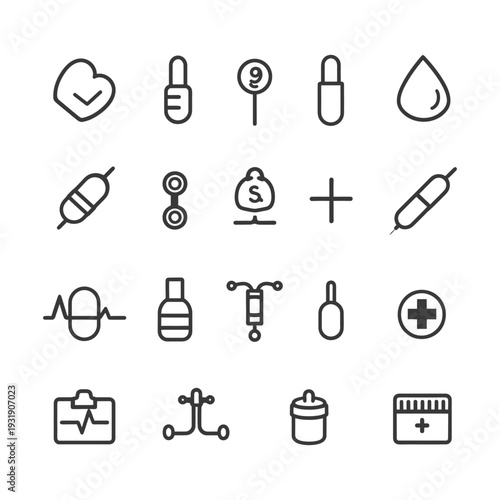 Set of Medical and Healthcare Line Icons
