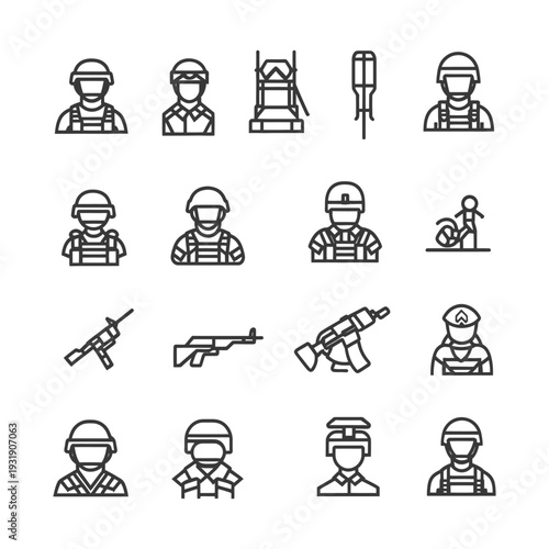 Set of Military and Army Soldier Icons
