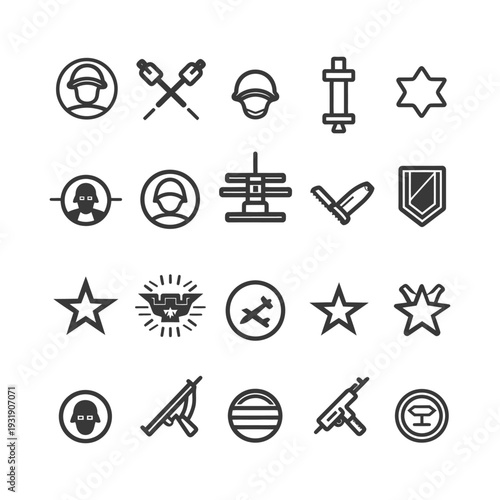 Set of Military and War Line Icons