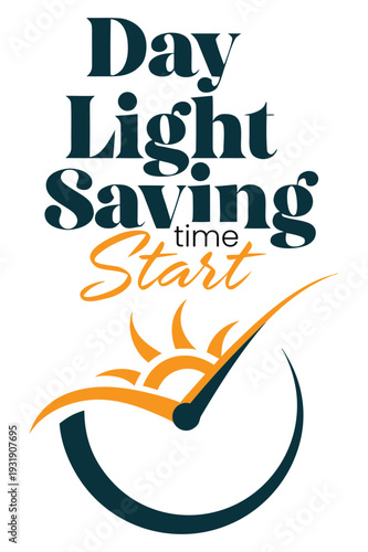 Spring Forward Day Light Saving Sun and Clock Tick Success Vector