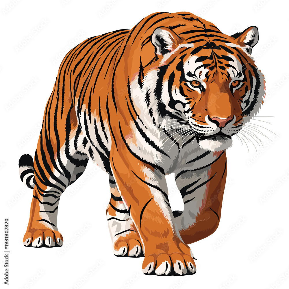 Obraz premium Majestic Tiger Illustration: Striking Big Cat Art