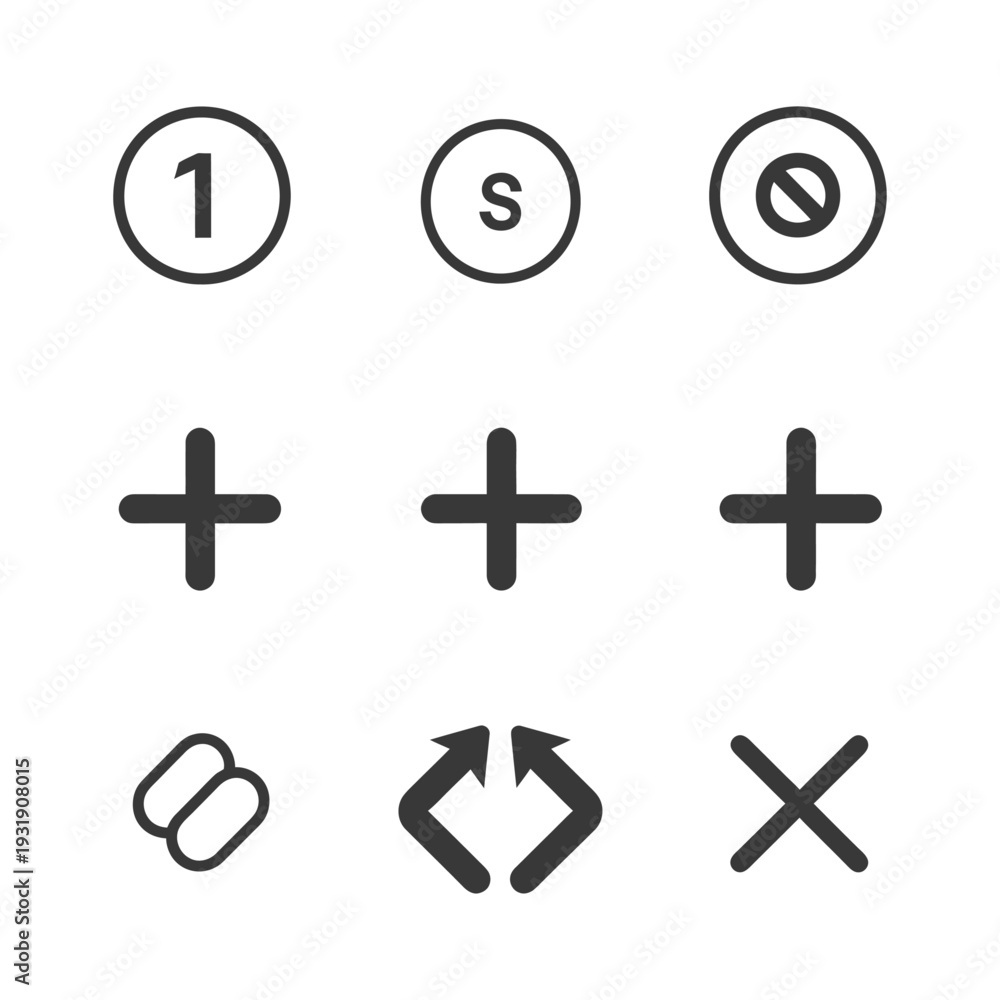 Fototapeta premium Set of Nine Simple Black and White Icons