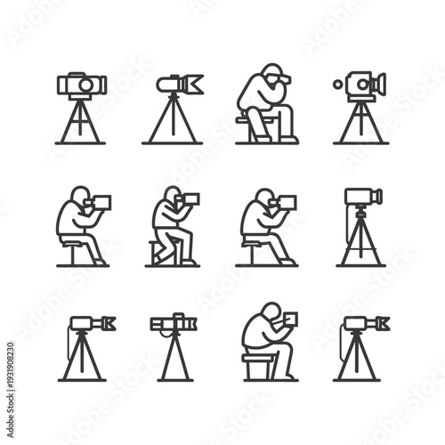Set of Outline Icons Depicting Photography and Videography Techniques