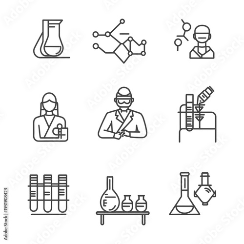 Set of Science Lab Line Icons