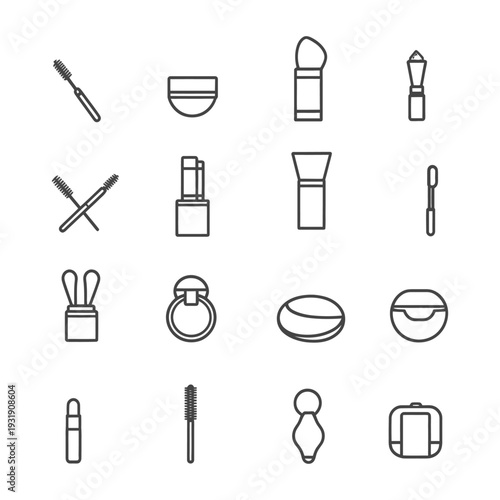 Set of Simple Line Icons of Makeup and Beauty Tools