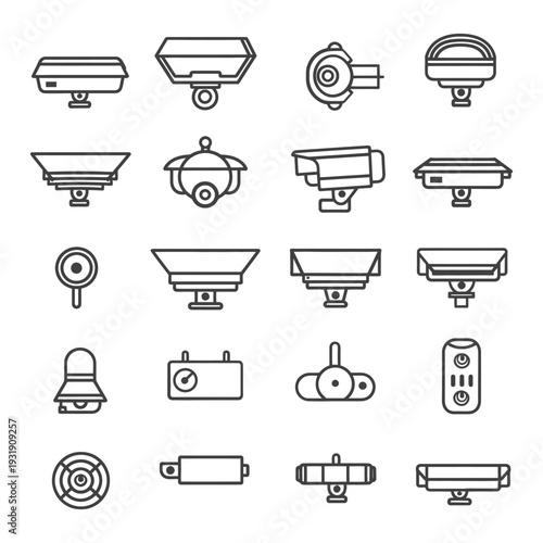 Set of Various Types of Security Cameras