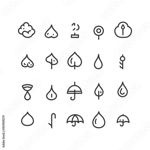 Set of Weather and Nature Related Line Icons