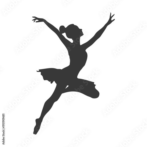 Silhouette of a ballerina in mid-air performing a leap