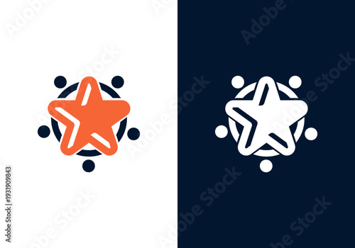 Human success design template increases the reach of stars, logo symbols, design icons, vector illustrations, star logo designs and people icons.