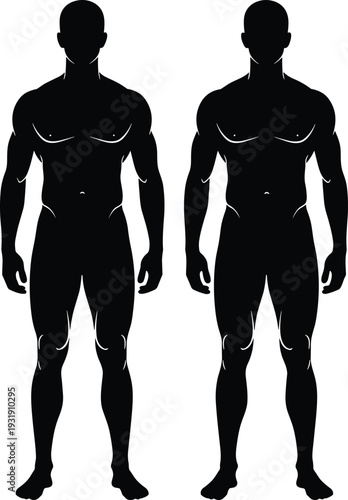 Male Body Silhouette Technical Flat Vector Illustration Fashion Croquis Man Figure Template For Apparel Design Technical Drawing And Anatomical Reference