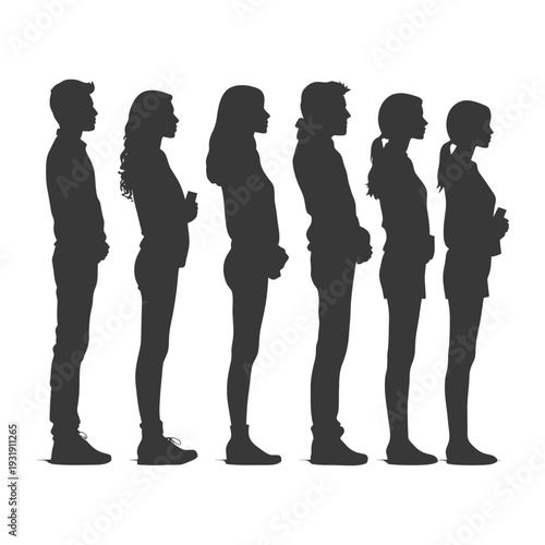 Silhouettes of Six People Standing in a Line