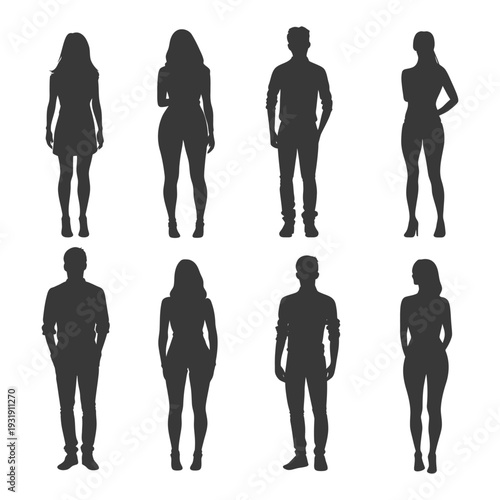 Silhouettes of Six People Standing in Different Poses
