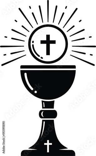 Vector chalice with cross on transparent background isolated on transparent background
