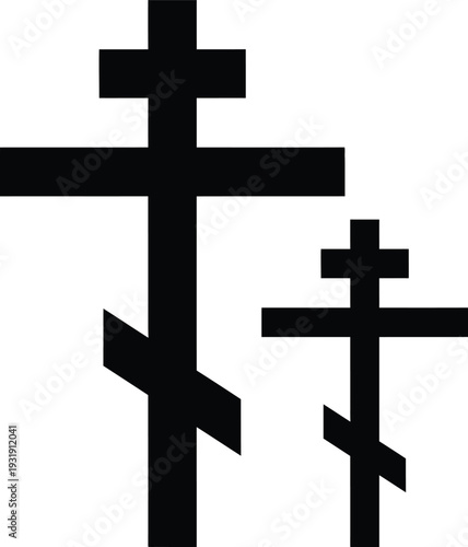 Vector graphic of two black christian crosses isolated on transparent background