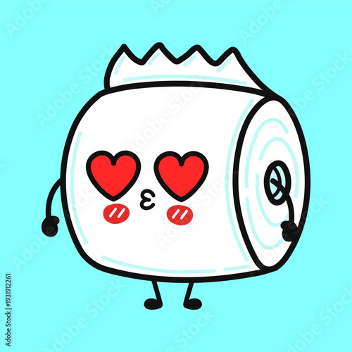 Toilet paper roll character feeling love and affection