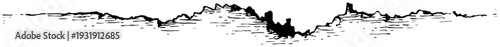 Minimalist horizontal sketch of rugged terrain and uneven ground horizon