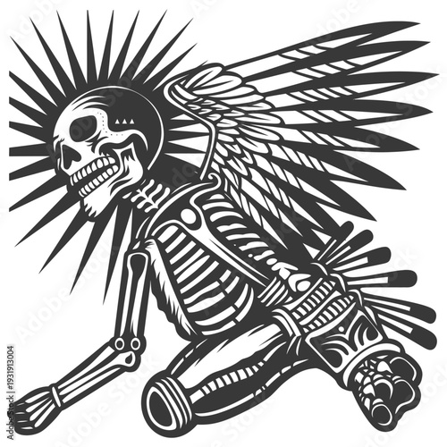 Skeleton with Wings and Spiky Hair