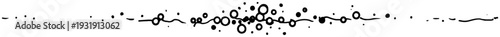 Abstract horizontal divider with minimalist circles and wavy lines in ink style