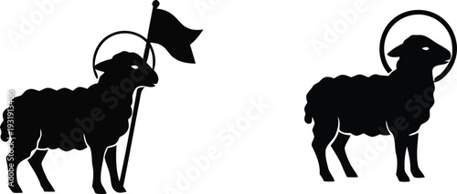 Vector illustration of lambs isolated on transparent background