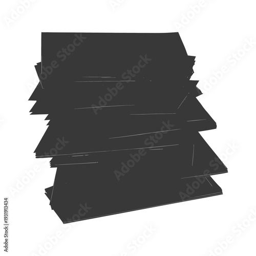 Stack of Papers Drawn in Black and White