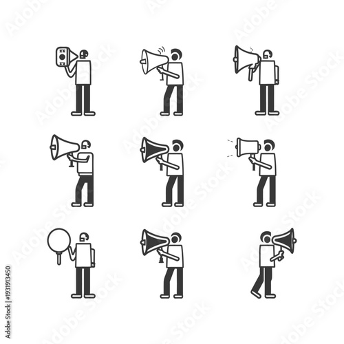 Stick Figure Holding a Loudspeaker and a Money Bill