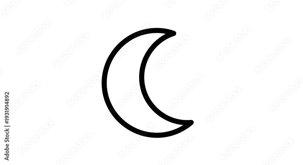 Obraz premium Simple Crescent Moon Icon Outline Graphic
