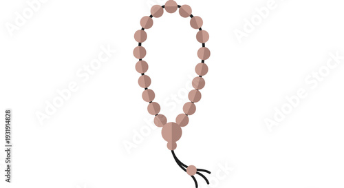 Rosary Beads Necklace Flat Design Icon - Religious Prayer Symbol