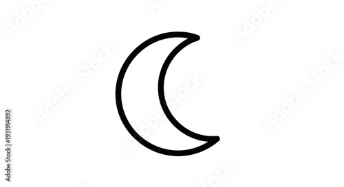 Simple Crescent Moon Icon Outline Graphic