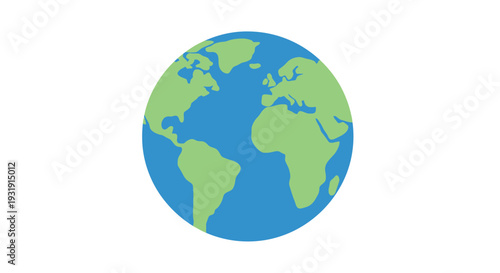 Stylized Earth Globe Icon Vector Illustration
