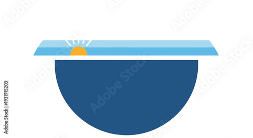 Sunrise Over Blue Water Horizon - Abstract Minimalist Vector Illustration