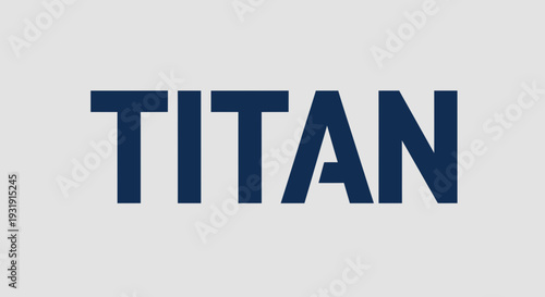 Titan word logo, dark blue letters on light grey background, modern typography