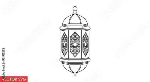 Traditional Islamic Lantern Vector Icon, Ramadan Kareem, Eid Mubarak