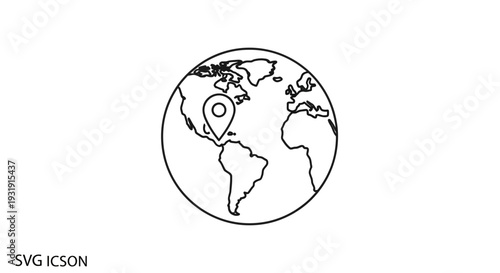 World Map Location Pin Icon: Global Navigation and Travel Concept