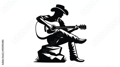 Cartoon pirate guitarist playing electric guitar with sword in colorful vector illustration