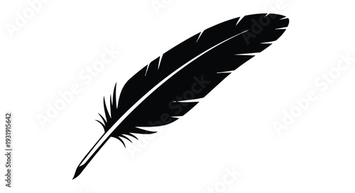 Black feather icon simple design element