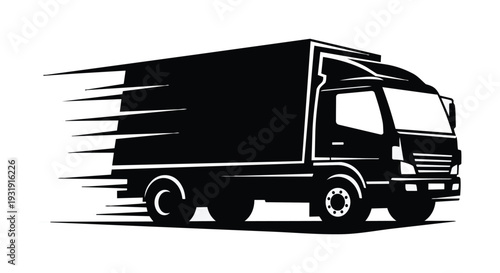 Black truck driving fast with motion lines