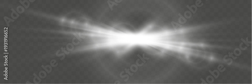 Natural star bursting sunlight, isolated on a white background with rainbow rings. Soft glow with subtle rays. PNG vector light effect.