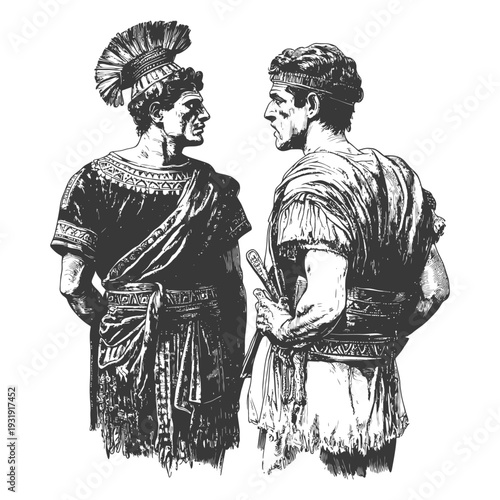 Two Roman Soldiers Facing Each Other