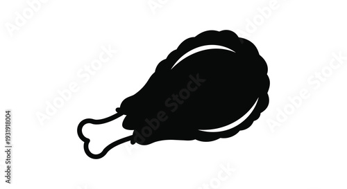 Black silhouette of a chicken leg simple design isolated on white background silhouette