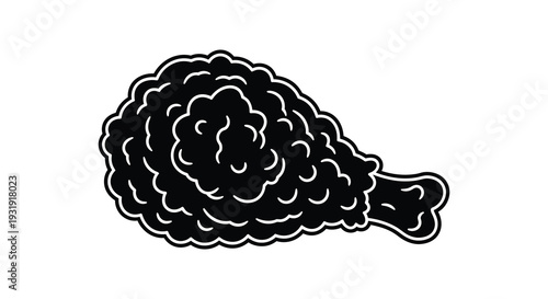 Black silhouette of a fried chicken leg simple design isolated on white background silhouette