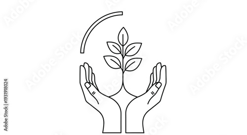 Hands gently cradle a growing plant, symbolizing care and environmental protection.